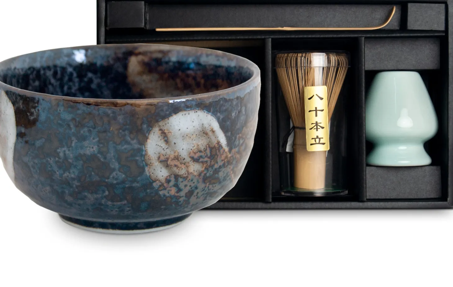 Matchaset Ansen - Bowl, Chasen, Chashaku, Besenhalter