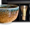 Matchaset Ki - Bowl, Chasen, Chashaku, Besenhalter