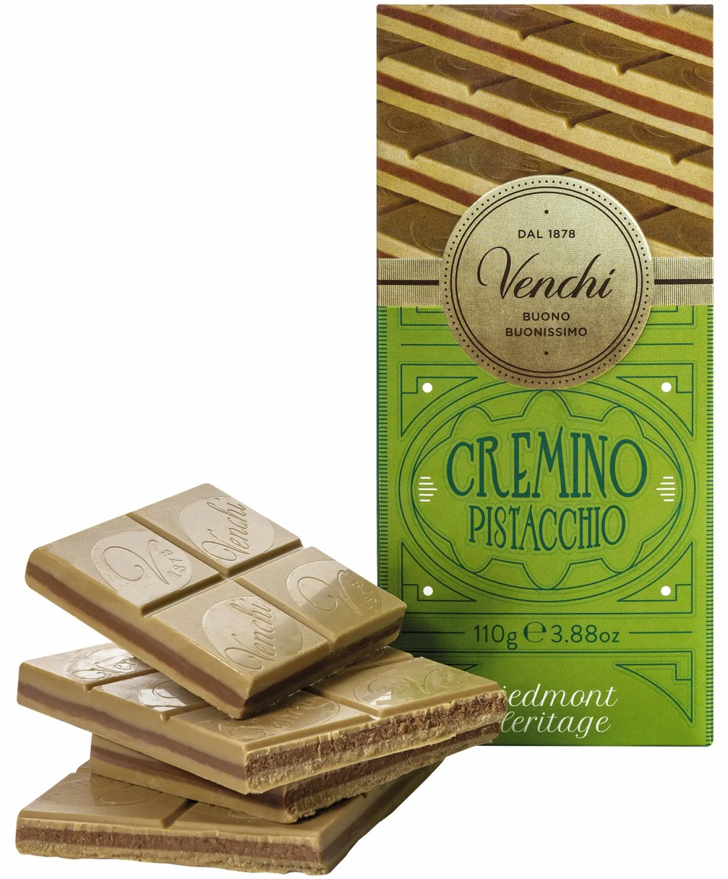 Venchi Tafel Pistachio Cremino - Gianduia-Pistazienschokolade, leicht gesalzen